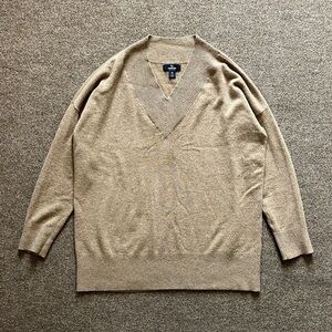 Lands End 100% Cashmere V Neck Sweater Pullover Relaxed Oversized Womens Medium